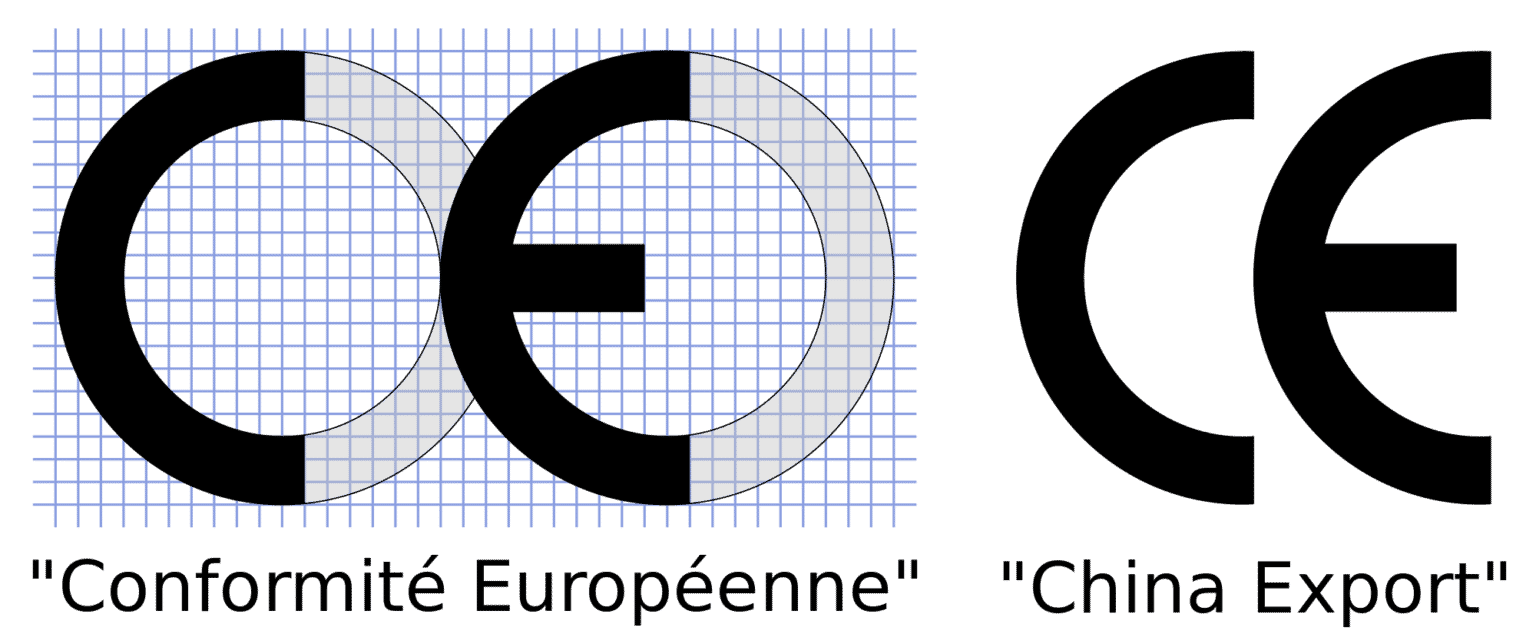 Comparaison label CE et logo China Export